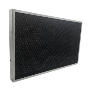 Model PF panel air filter with galvanized steel frame and black electrostatic media for HVAC air intake protection
